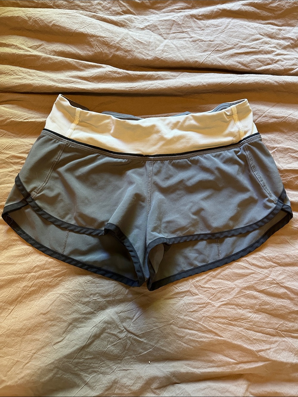 lululemon athletica charcoal Speed Shorts with Striped Waistband